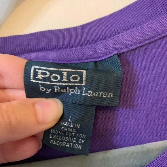 Men’s Polo Cotton Purple T-Shirt - Picture 3 of 4